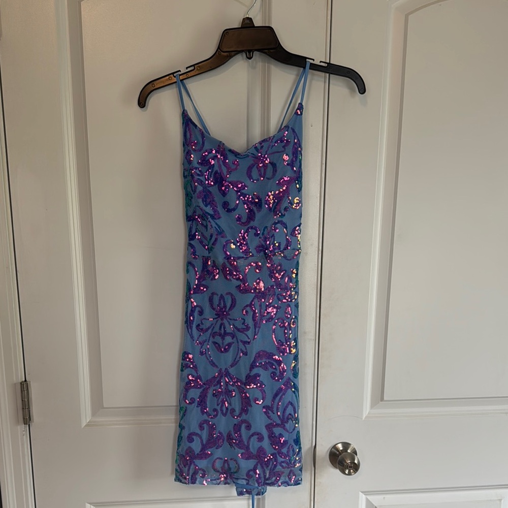 Blue and Purple Sequin Dress